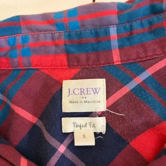 J Crew Shirt Women's Small Plaid Perfect Fit Button Up Casual Long Sleeve - Picture 6 of 7